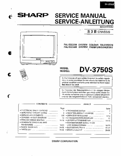 SHARP DV-3750S SERVICE MANUAL AND SCHEMATIC